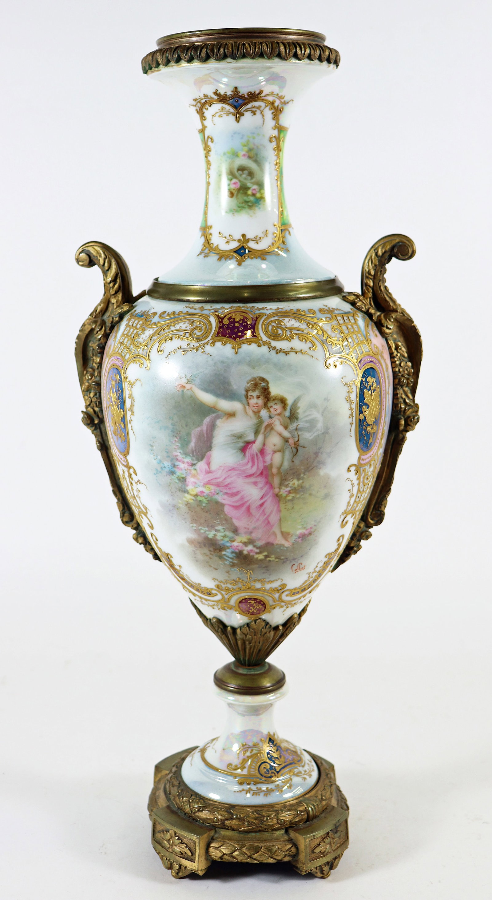 SEVRES BRONZE MOUNTED URN - SIGNED COLLOT (1 of 5)
