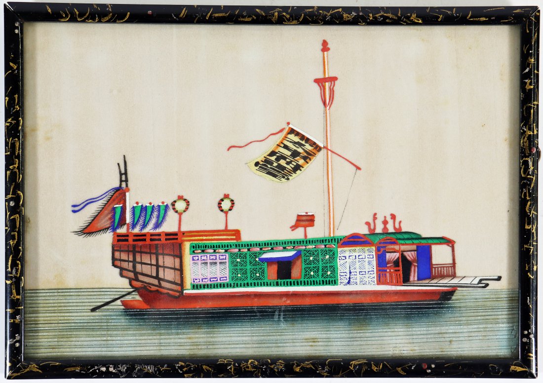 INDONESIAN WATERCOLOR "LAKE DAL KASHMIR HOUSEBOAT": Painting of a houseboat in Kashmir, India. Label on verso reads J.A.D. Bridger Book and Printmaker, Market Jew Street, Penzance. Measures 10" x 7" w/ frame.