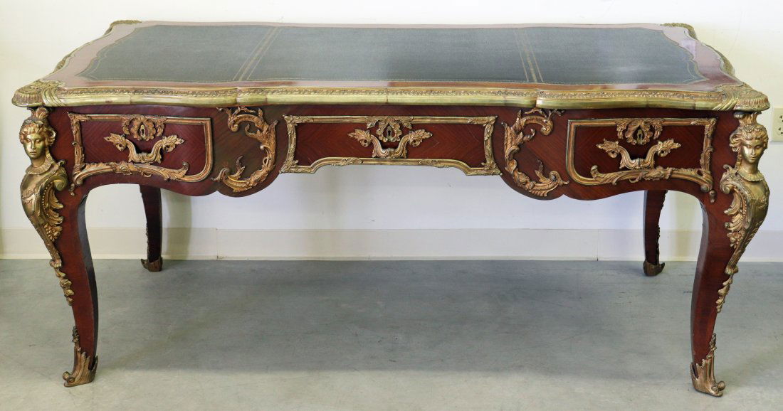 FRENCH LOUIS XV STYLE GILT BRONZE PARTNERS DESK (1 of 6)