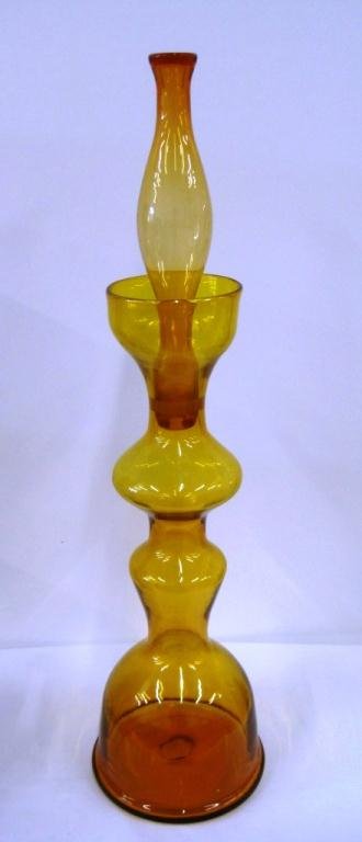 BLENKO LARGE HAND BLOWN ART GLASS: 37" Tall.