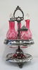 VICTORIAN CRANBERRY GLASS CRUET STAND