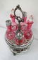 VICTORIAN CRANBERRY GLASS CRUET STAND - 2