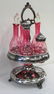 VICTORIAN CRANBERRY GLASS CRUET STAND - 4