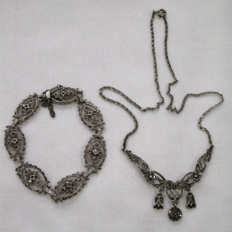 STERLING & MARCASITE BRACELET AND NECKLACE