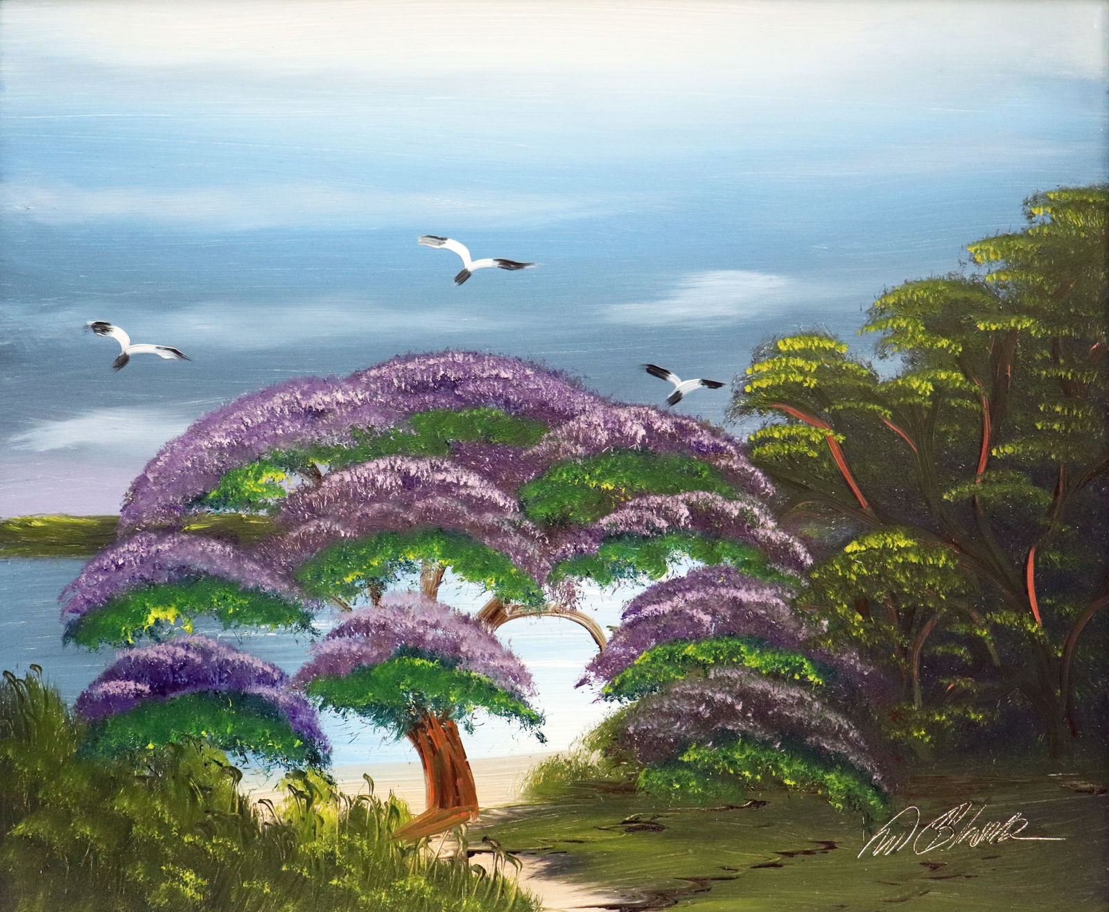 AL BLACK PURPLE JACARANDA HIGHWAYMEN PAINTING (1 of 4)