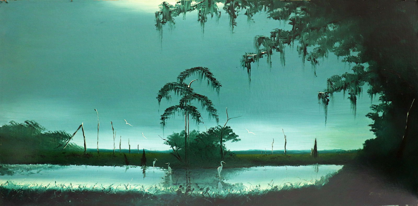 JOHNNY DANIELS NIGHT LANDSCAPE HIGHWAYMEN PAINTING (1 of 6)