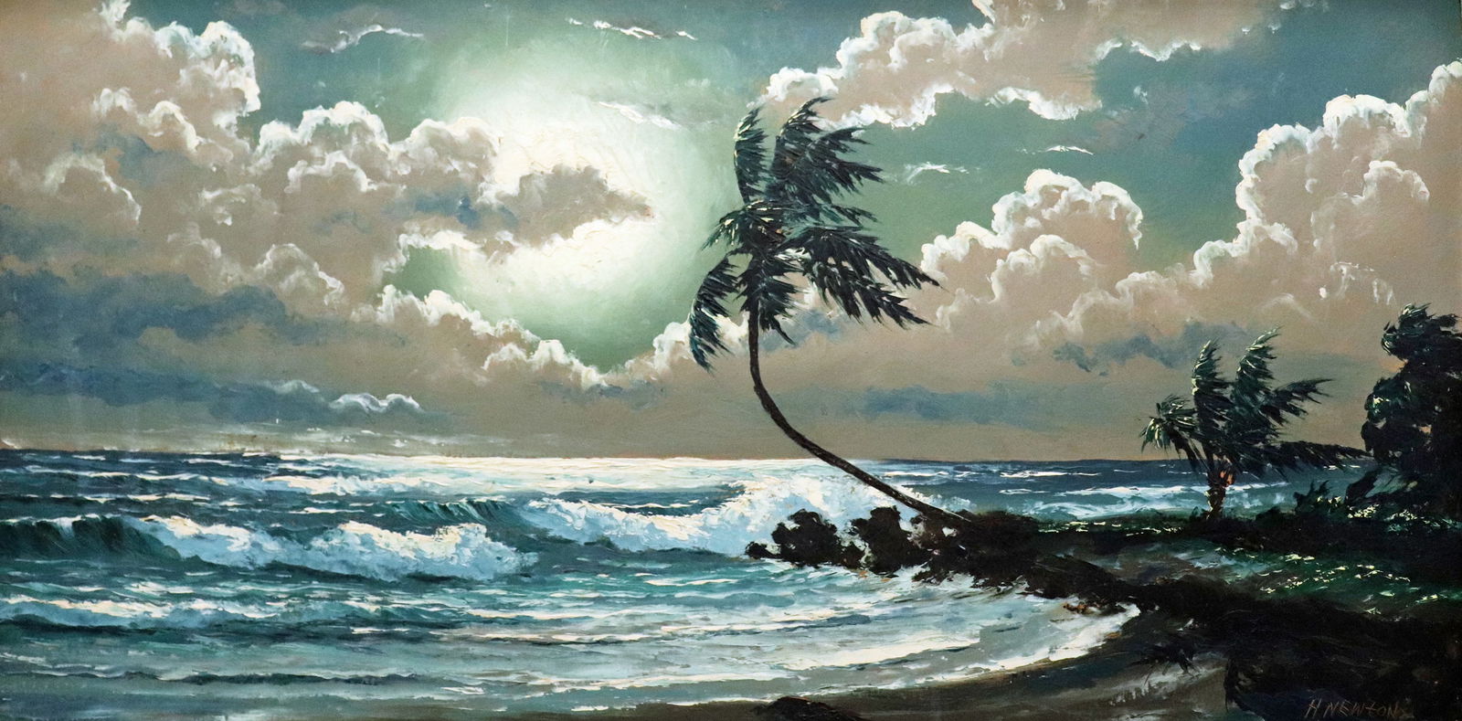 HAROLD NEWTON OCEAN PALMS HIGHWAYMEN PAINTING (1 of 7)