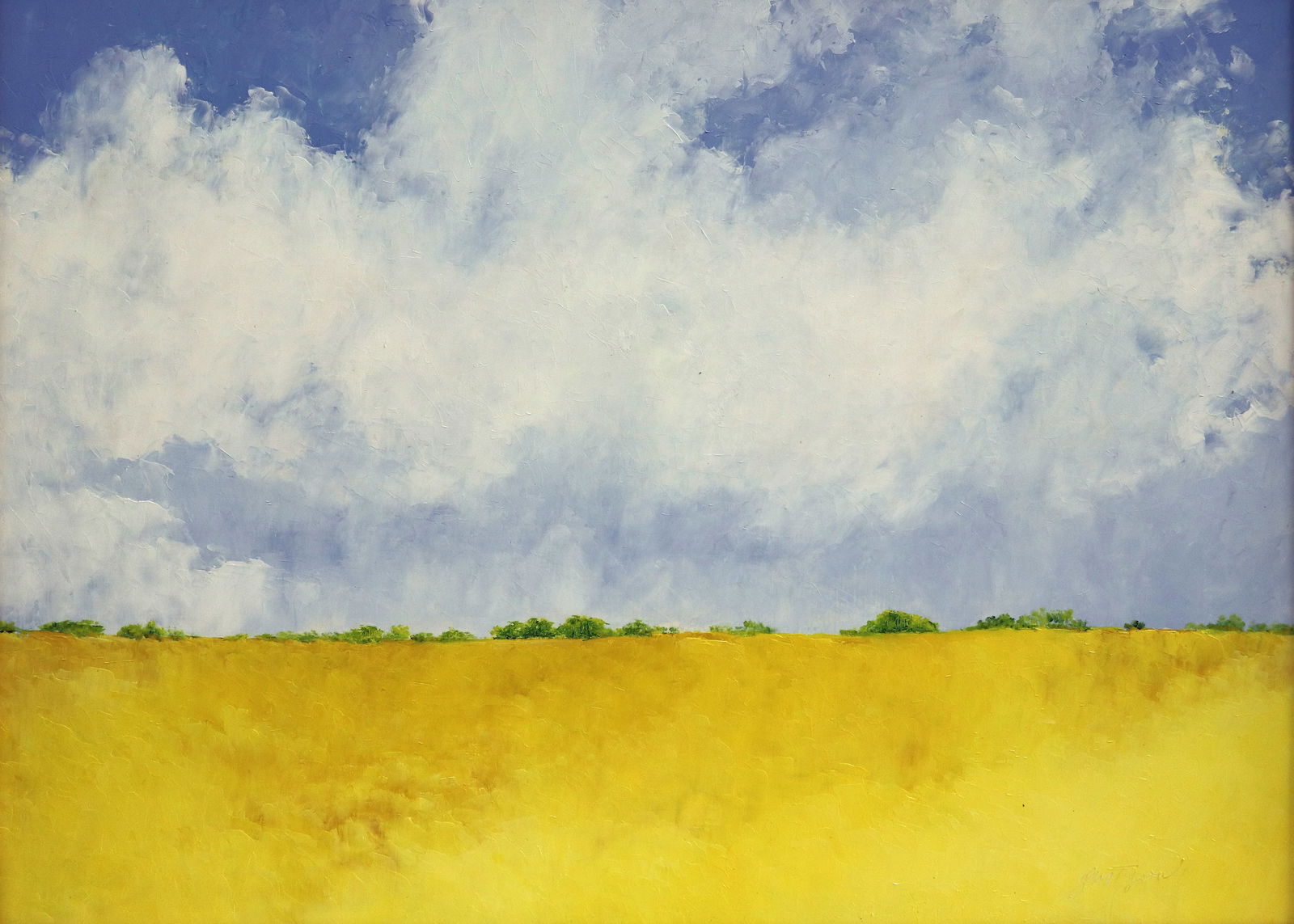 JEAN TYSON "LEDWITH PRAIRIE" FLORIDA PAINTING: Jean M. Tyson oil with palette knife Florida landscape painting titled "Ledwith Prairie". Measures 32" x 24" on masonite board & 38.5" x 30.5" w/ frame.