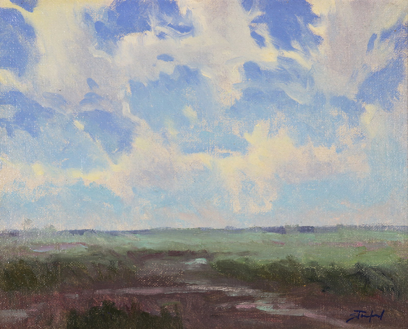 JOHN STANFORD CLOUDY MARSH LANDSCAPE PAINTING (1 of 4)