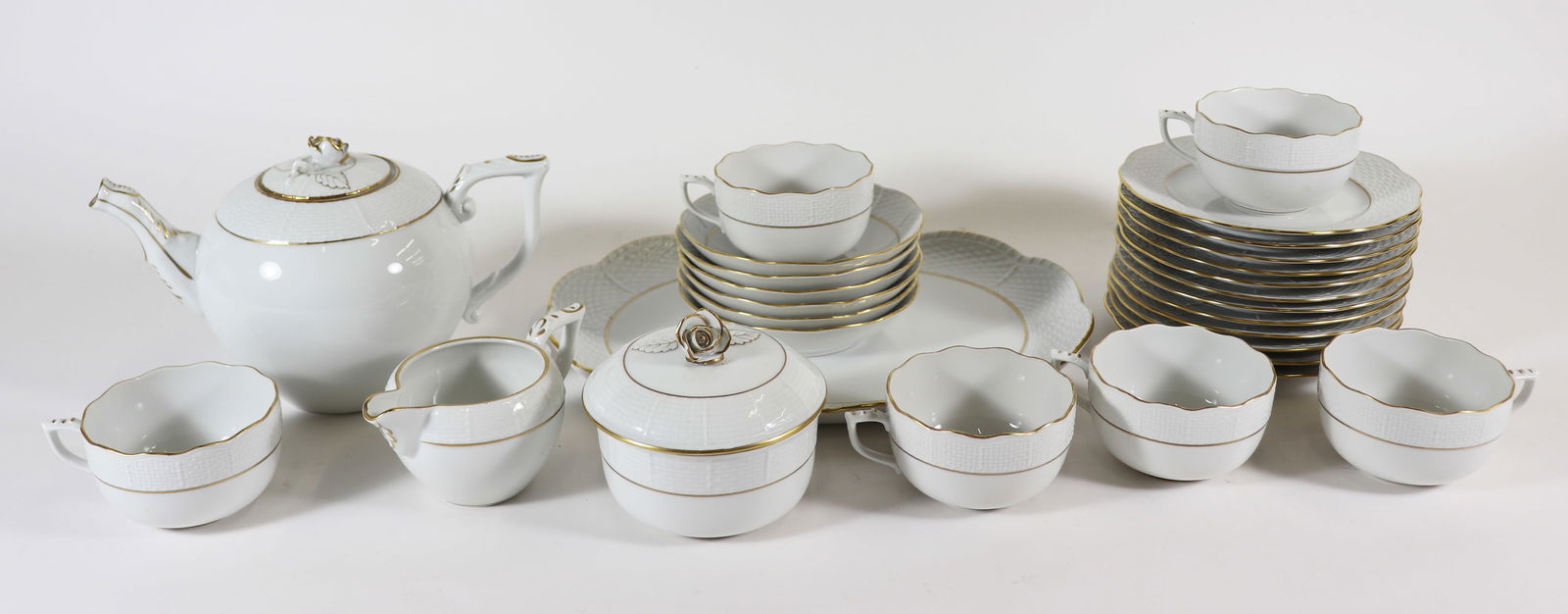 HEREND FEHER WHITE CHINA TEA SET (1 of 4)