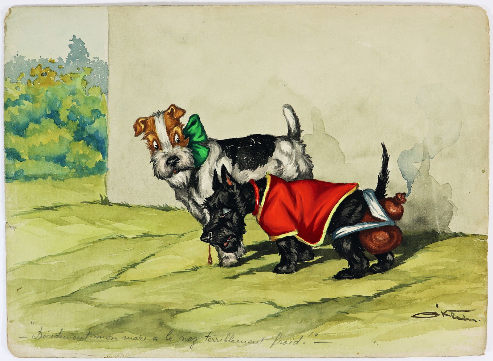 BORIS O'KLEIN DOG WATERCOLOR PAINTING (1 of 6)