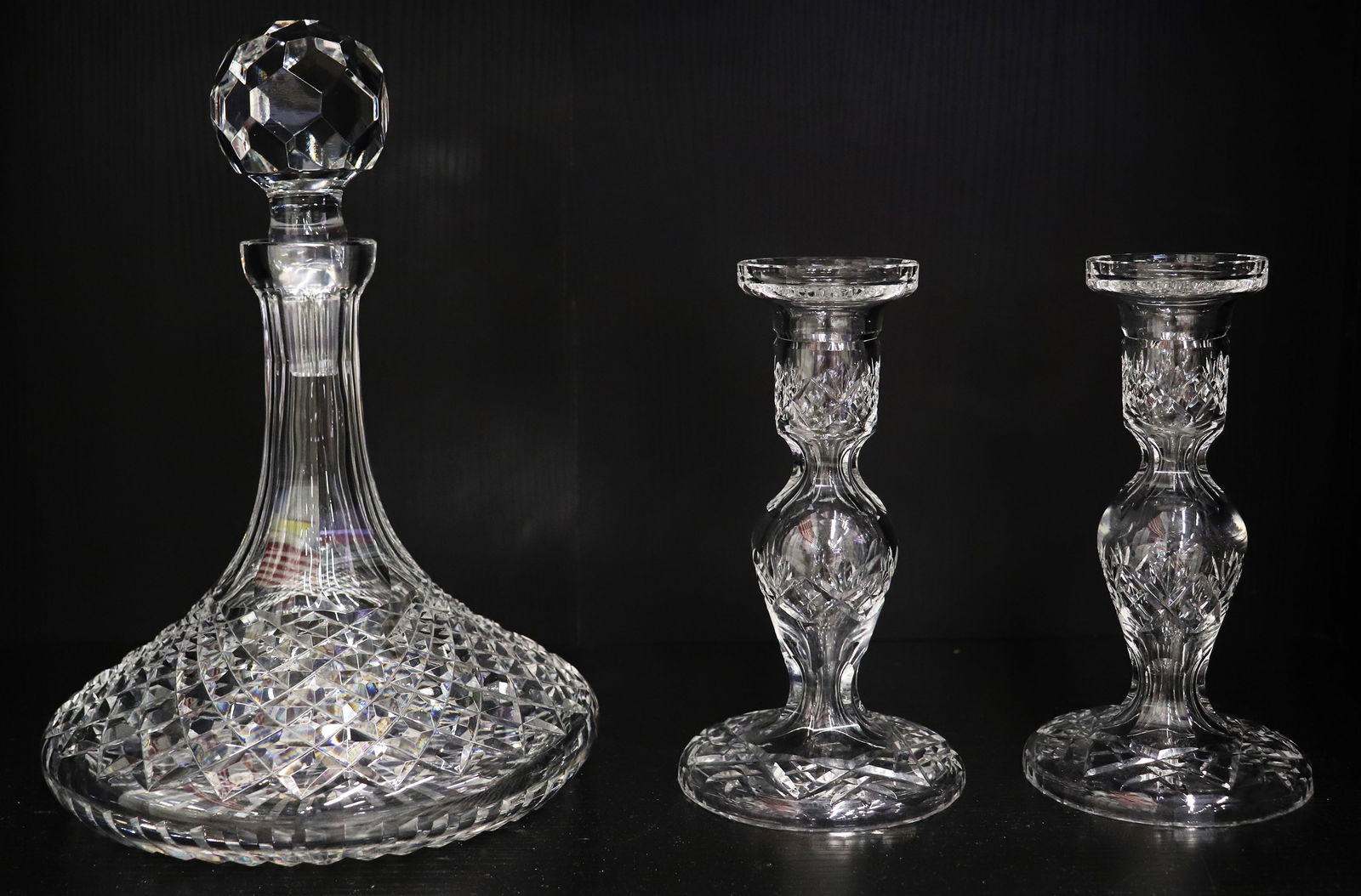WATERFORD SHIPS DECANTER & CANDLESTICKS (1 of 3)