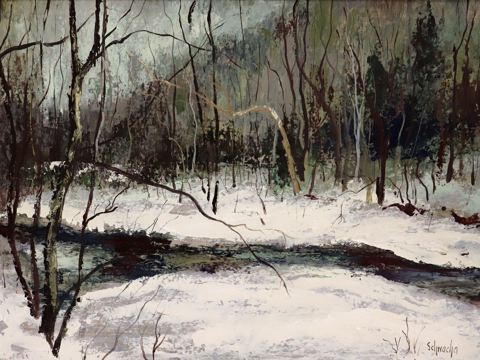 GEORGE SCHWACHA WINTER LANDSCAPE PAINTING (1 of 4)