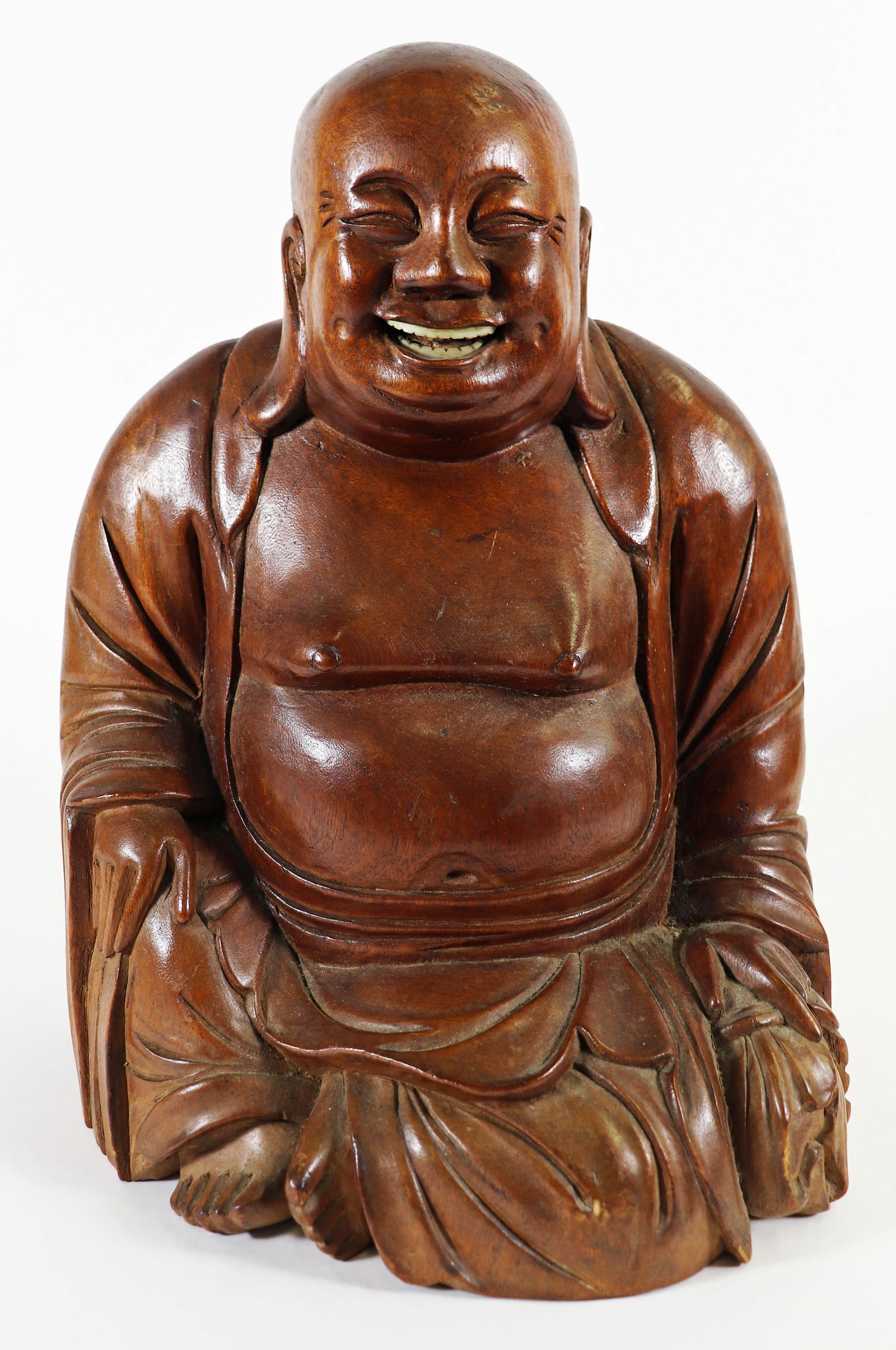 CARVED WOOD SEATED BUDDHA SCULPTURE (1 of 3)
