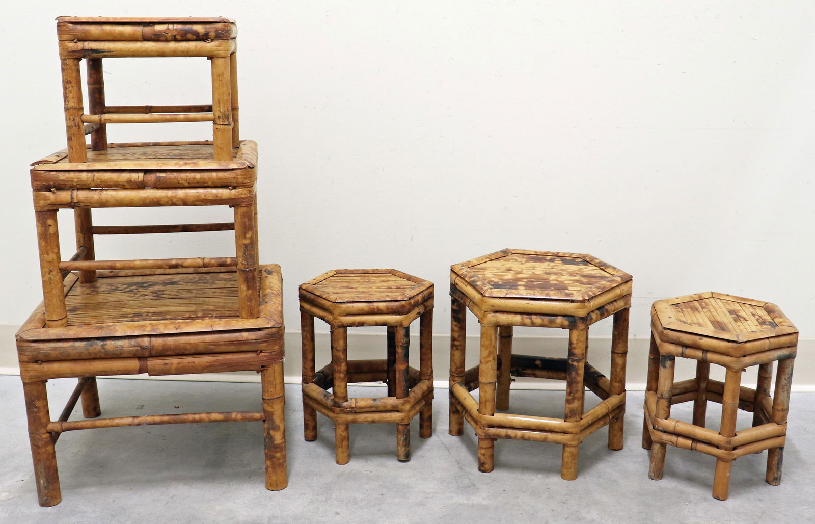 MINIATURE BAMBOO PLANT STAND PEDESTALS (1 of 4)