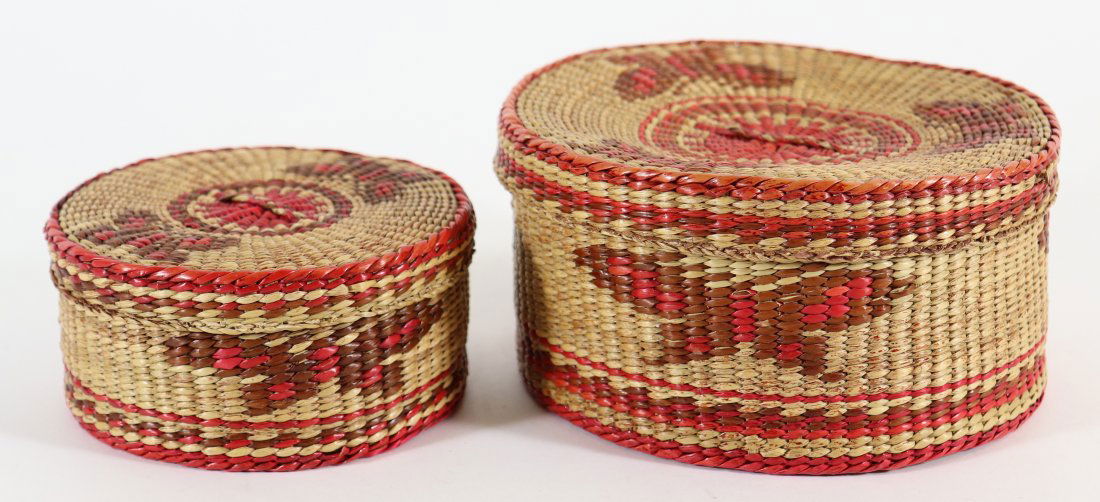 (2) WOVEN BASKETS W/ BUTTERFLIES (1 of 3)
