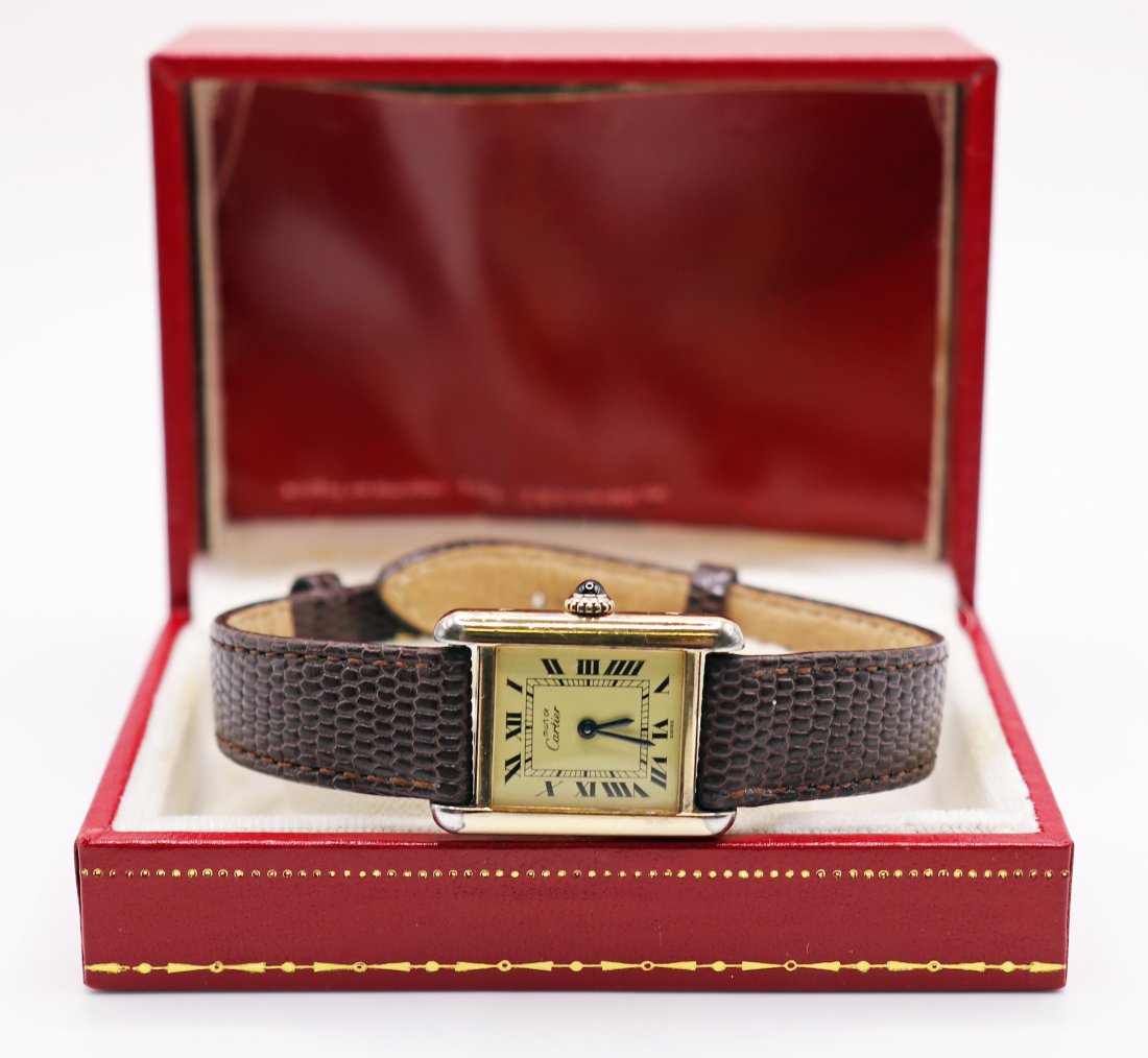 VINTAGE LADIES CARTIER TANK WATCH W/ BOX (1 of 4)