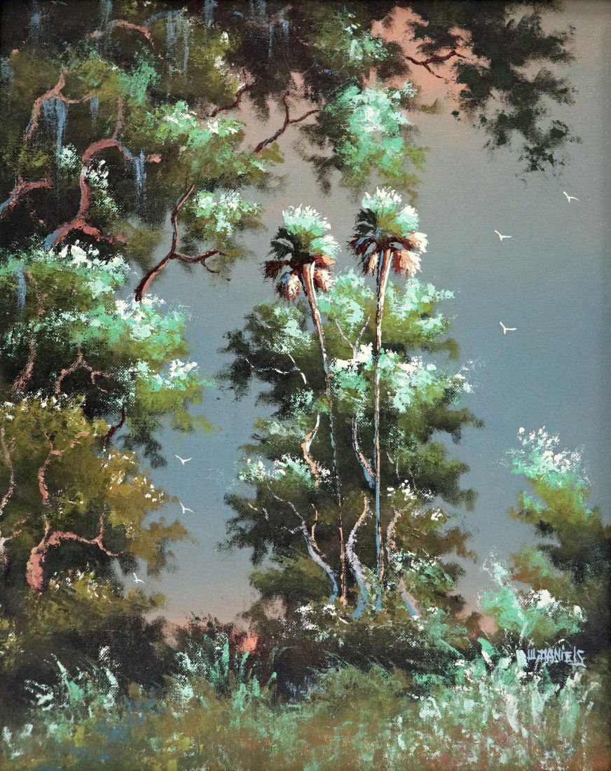 WILLIE DANIELS SUNSET PALMS HIGHWAYMEN PAINTING (1 of 5)