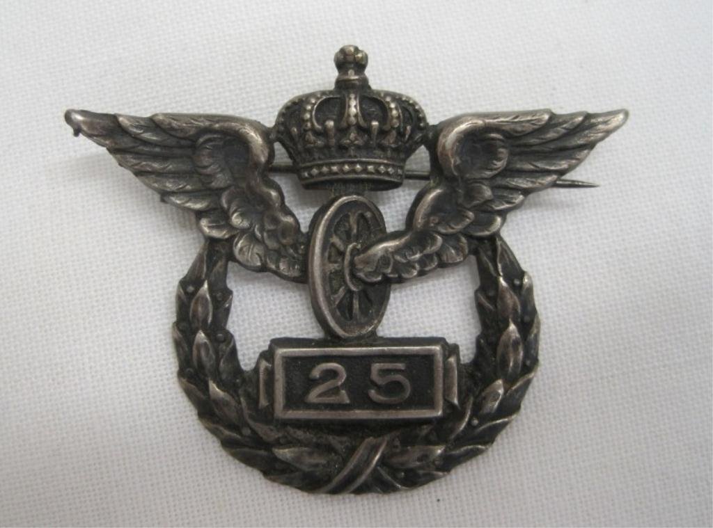 GERMAN IMPERIAL 25 YEAR RAILWAY BADGE: Joh. Wagner & Sohn Berlin .800 silver.
