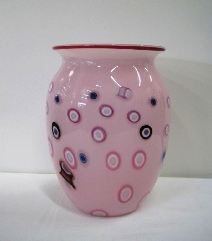 HAND BLOWN PINK ART GLASS VASE ARTIST SIGNED Aug 25, 2012 Vero