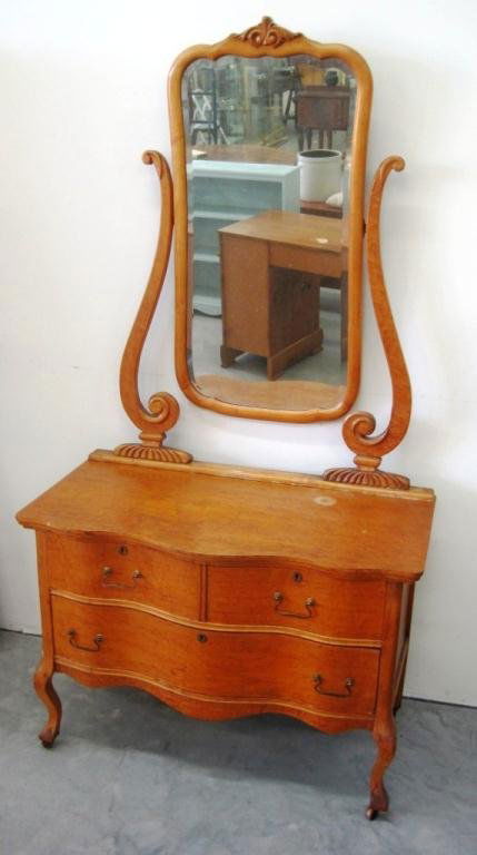 Antique Curly Tiger Birdseye Maple Dresser W Mirror Aug 25