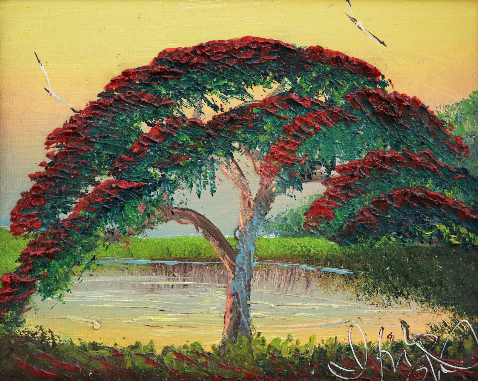 ISSAC KNIGHT FLORIDA POINCIANA HIGHWAYMEN PAINTING
