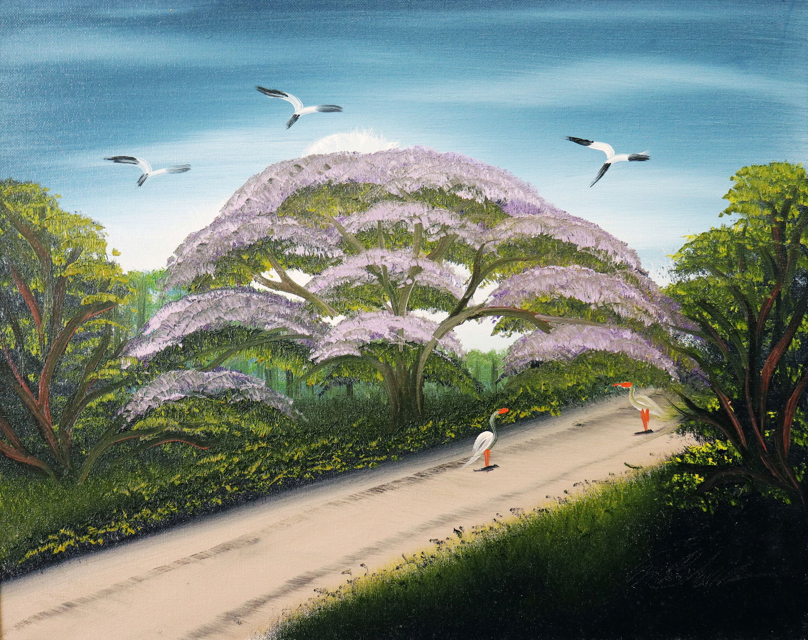 AL BLACK PURPLE JACARANDA ROAD HIGHWAYMEN PAINTING (1 of 4)
