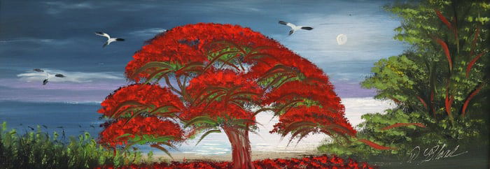 AL BLACK NIGHT POINCIANA HIGHWAYMEN PAINTING
