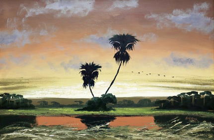 ALFRED HAIR SUNSET PALMS HIGHWAYMEN PAINTING