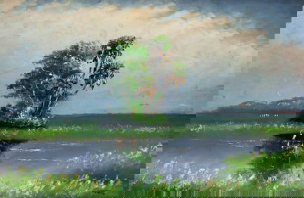 LIVINGSTON ROBERTS TALL PALMS HIGHWAYMEN PAINTING