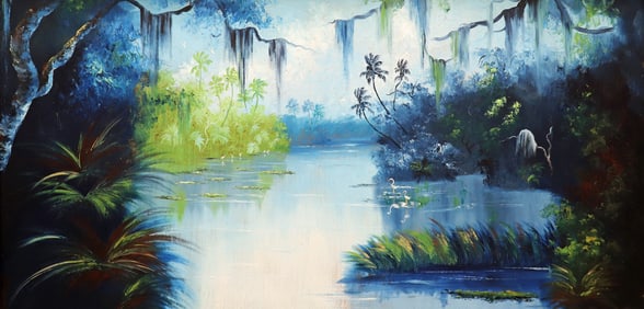 MARY ANN CARROLL BLUE RIVER HIGHWAYMEN PAINTING