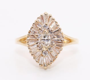 14K BALLERINA STYLE DIAMOND RING
