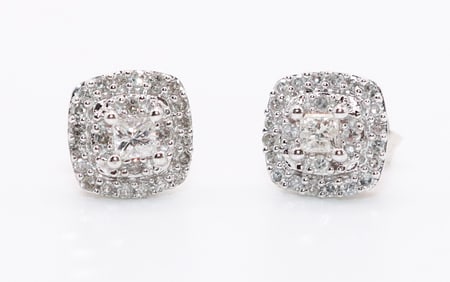 14K WHITE GOLD 1 CTW DIAMOND EARRINGS