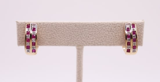 14K RUBY & DIAMOND EARRINGS