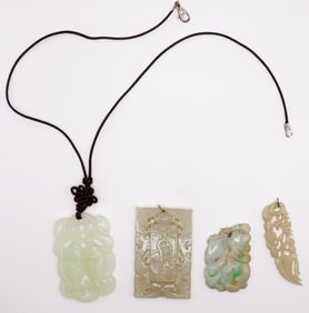 (4) CHINESE PIERCED JADE PENDANTS