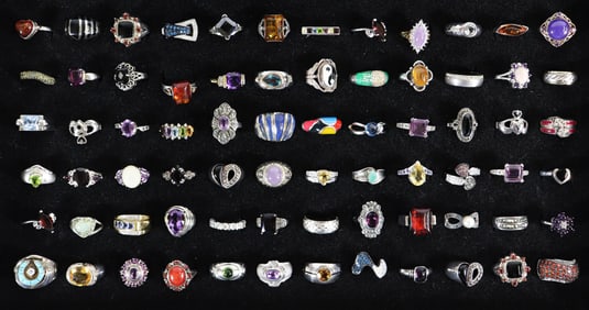 (72) STERLING SILVER RINGS