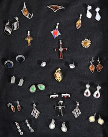 STERLING SILVER PINS & EARRINGS