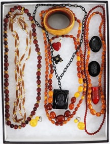 ANTIQUE AMBER ONYX CARNELIAN JEWELRY