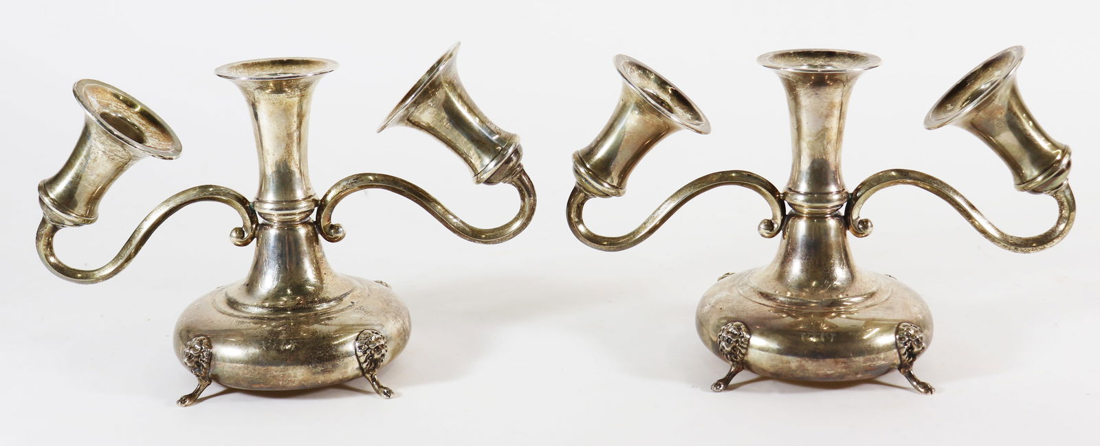 STERLING 3 ARM "DINNER TIME IS OVER" CANDLEABRAS (1 of 4)