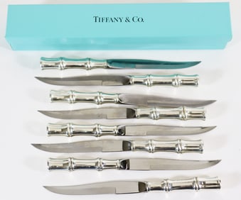 (8) TIFFANY & CO. STERLING BAMBOO STEAK KNIVES