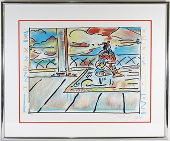 PETER MAX 1979 TIBETAN SCENE SILKSCREEN