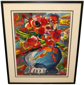 PETER MAX FLOWERS IN A BLUE VASE SERIGRAPH