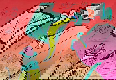 PETER MAX 1983 MIXED MEDIA ARTWORK