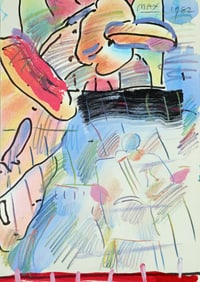 PETER MAX 1982 MIXED MEDIA ARTWORK