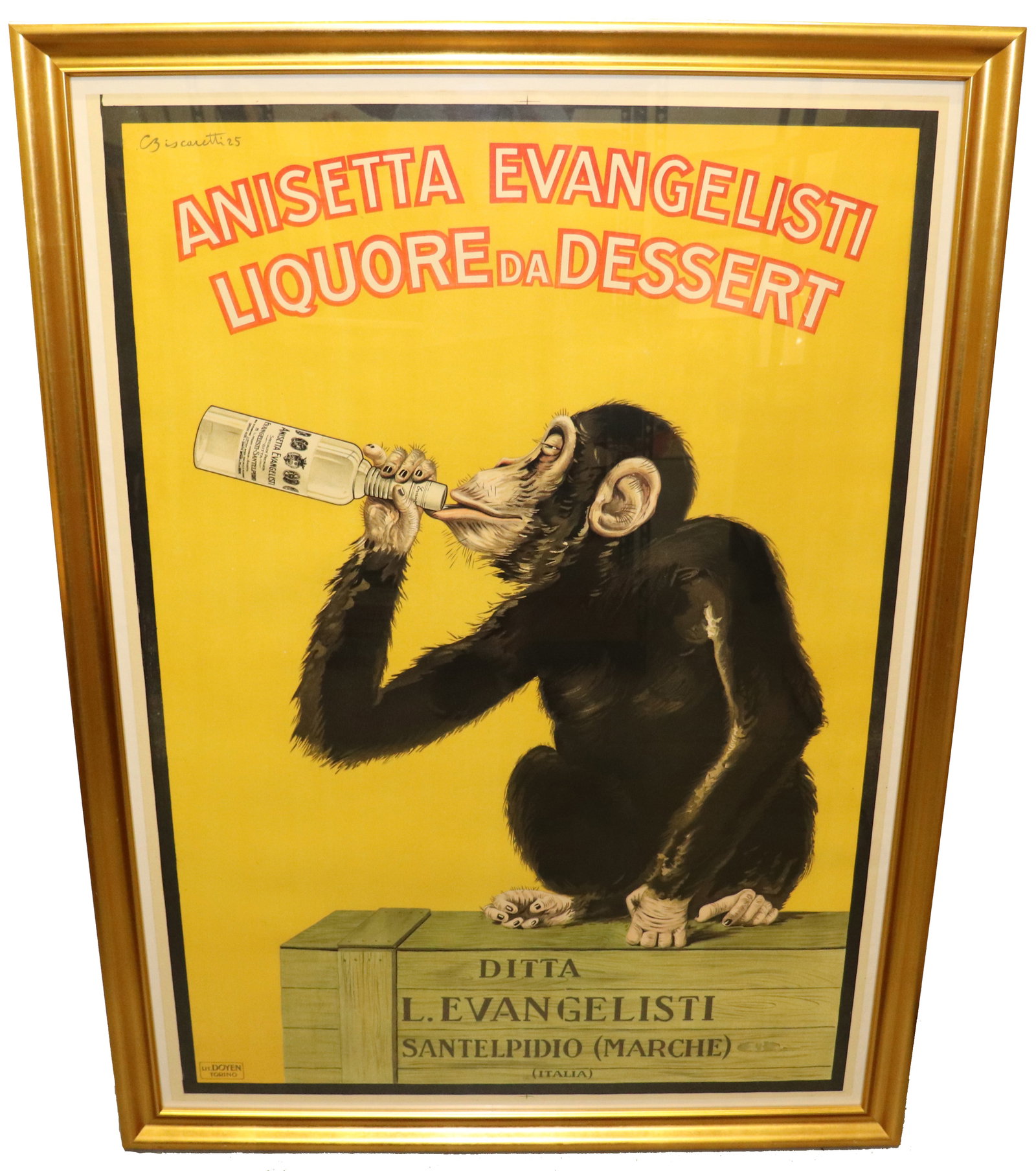 1925 ANISETTA EVANGELISTI MONKEY LIQUOR POSTER (1 of 4)