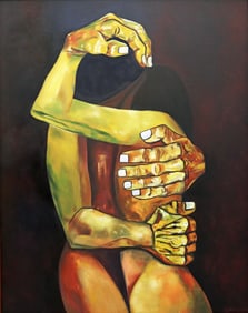 EDUARDO KINGMAN TWO FIGURES EMBRACE PAINTING