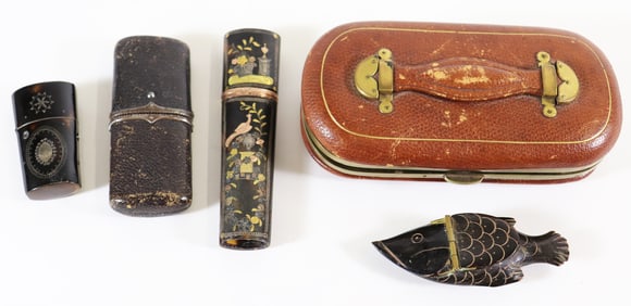 ANTIQUE FISH SNUFF BOX, SHAGREEN ETUI & MORE
