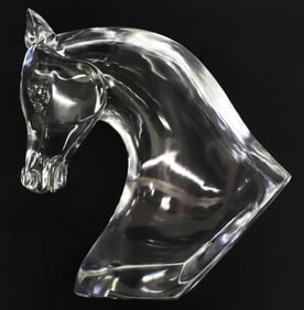 LARGE LALIQUE HORSE HEAD SCULPTURE