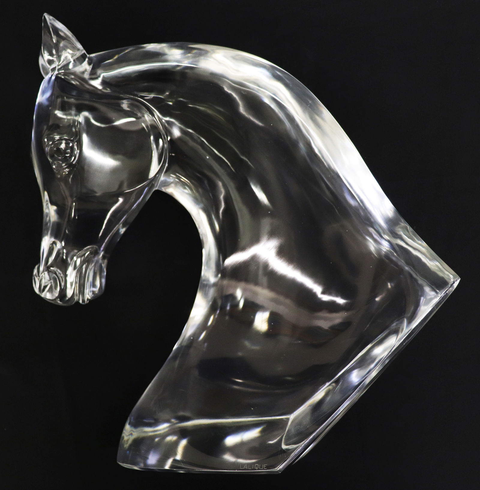 LARGE LALIQUE HORSE HEAD SCULPTURE (1 of 8)