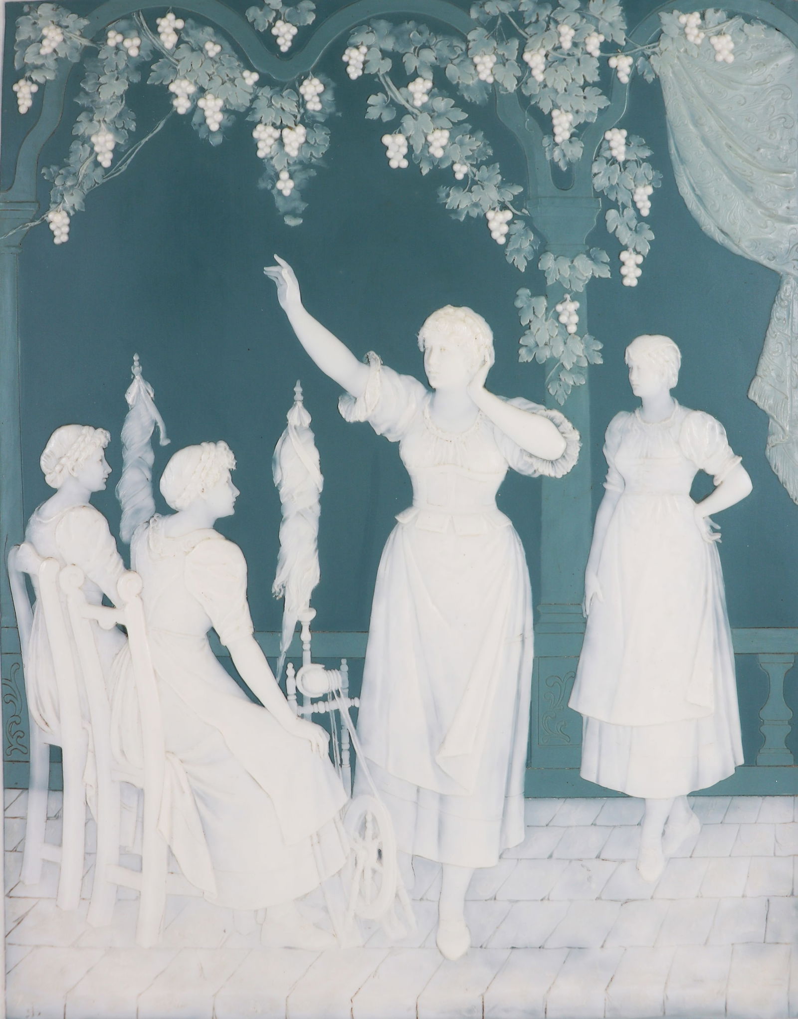 METTLACH PHANOLITH WOMEN WITH SPINNING WHEEL (1 of 5)